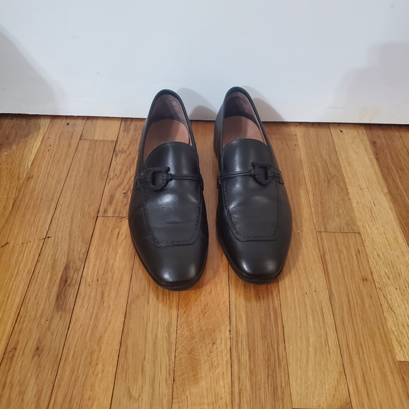 SALVATORE FERRAGAMO NIELSEN MEN\'S BLACK LEATHER GANCINI LOAFER SHOES 8.5 EE main image 4